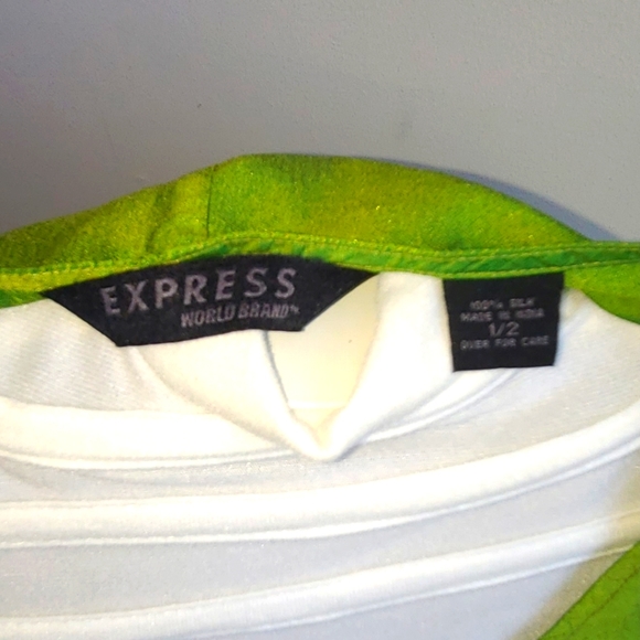 Green Silk Iridescent 3 Piece Top, Wrap Skirt & Bag - Picture 9 of 14